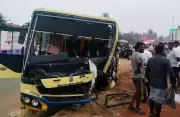 Five Injured as Government Bus Crashes into Stationary Tractor in Tirunelveli