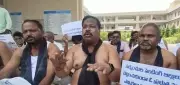Former Sarpanches Stage Shirtless Protest in Suryapet Over Unpaid Bills