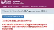 IGNOU Extends January 2026 Admission Deadline to March 30 for ODL and Online Programs