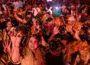 ISKCON Lucknow Celebrates Phoolon Ki Holi with Petal Shower During Anandam Mahotsav