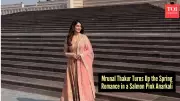 Mrunal Thakur's Salmon Pink Anarkali Sets Spring Fashion Mood