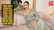 Tabu's Frost-Blue Saree: A Masterclass in Quiet Luxury at Wedding