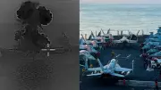US Navy Strikes Iranian Drone Carrier in Red Sea, Vessel Catches Fire