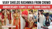 Vijay Deverakonda Shields Rashmika Mandanna From Frenzied Crowd During Temple Visit