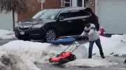Viral Video: Brampton Man Uses Lawnmower to Clear Snow, Sparks Online Debate