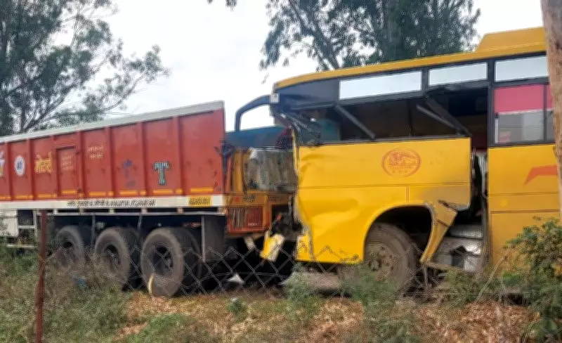 10 Injured as Bus Rams into Parked Trailer Near Talwara