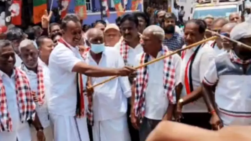 AIADMK's Velumani Performs Silambam During Coimbatore Campaign