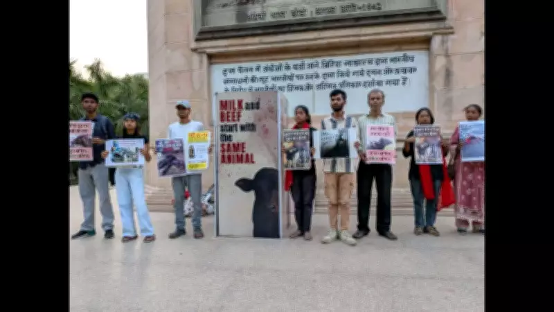 Animal rights activists protest dairy sector's environmental impact in Patna