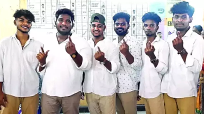 Beige and White: The Unofficial Dress Code of TVK Supporters on Polling Day in Tamil Nadu