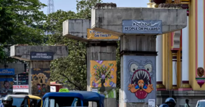 Bengaluru NGO Protests Flyover Delays with Artistic Banners on Pillars