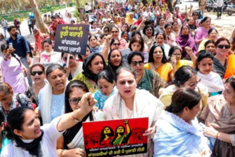 BJP women protest in Chandigarh, demand women's reservation bill passage