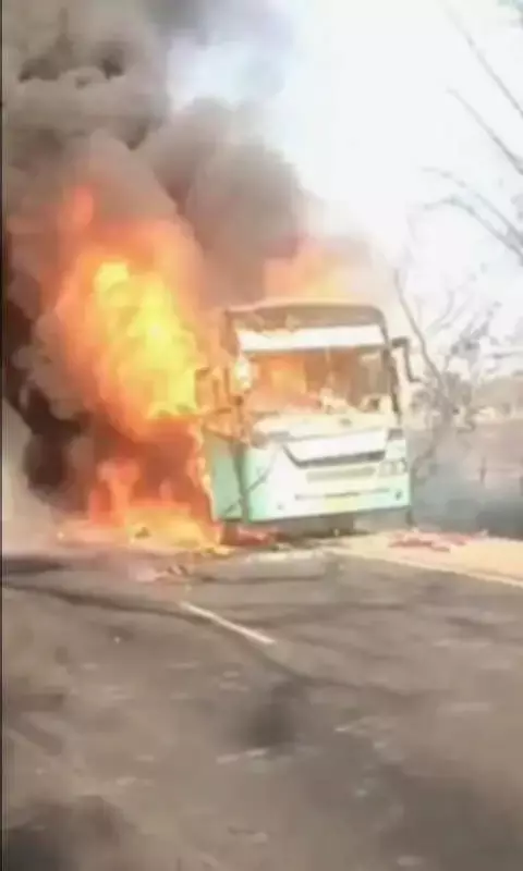 Bus Gutted in Fire Near Dewas, Passengers Narrowly Escape