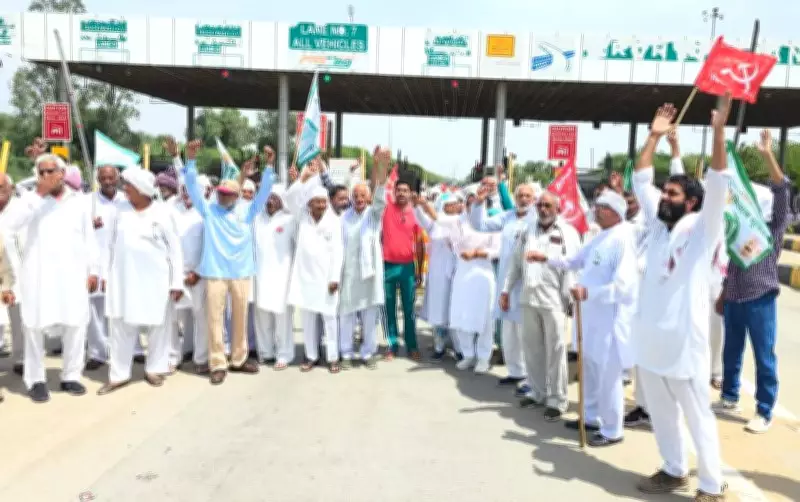 Farm Leaders and Activists Stage Protest at Rohtak Toll Plaza in Haryana