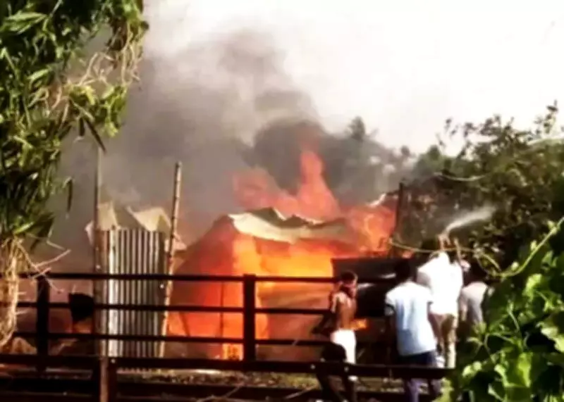 Fire Guts 50-60 Shanties in Kolkata Slum Near Santoshpur Station