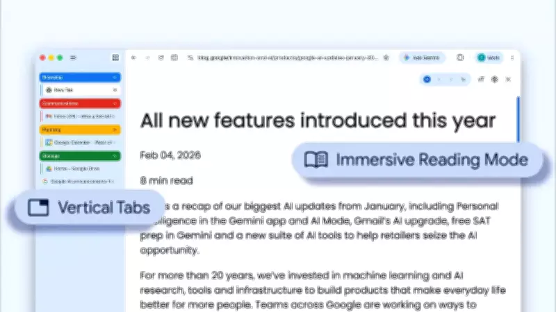 Google Chrome Rolls Out Vertical Tabs and Enhanced Reading Mode for Better Browsing