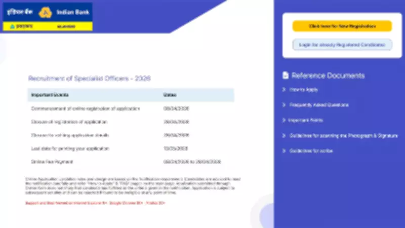 Indian Bank Announces 350 Specialist Officer Vacancies for 2026 Recruitment Drive