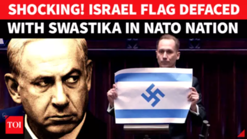 Israeli Flag Defaced with Swastika in Polish Parliament, Sparking Global Outrage