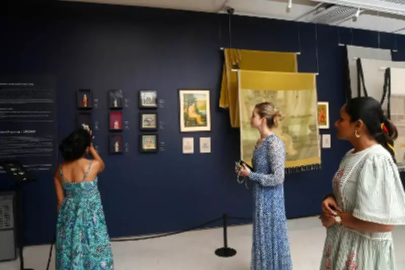 Khadi saris with Raja Ravi Varma motifs by tribal weavers at TRI Art exhibition