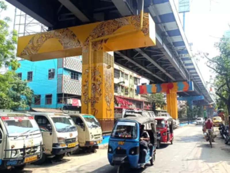 Kolkata's Nagerbazar Flyover Transformed into Vibrant Cultural Zone Ahead of Poila Baisakh
