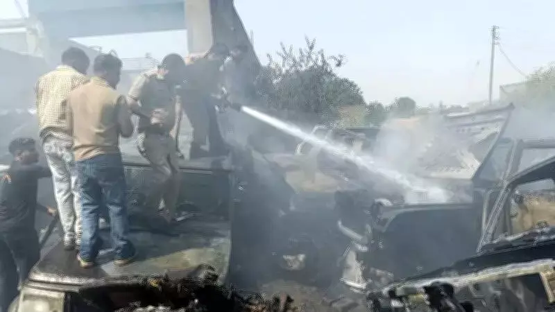 Major Fire at Moga Scrap Yard Destroys Over a Dozen Vehicles