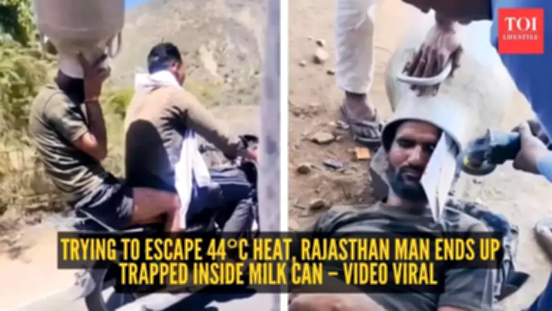 Man's Attempt to Beat Rajasthan Heatwave Backfires as Steel Can Gets Stuck on Head
