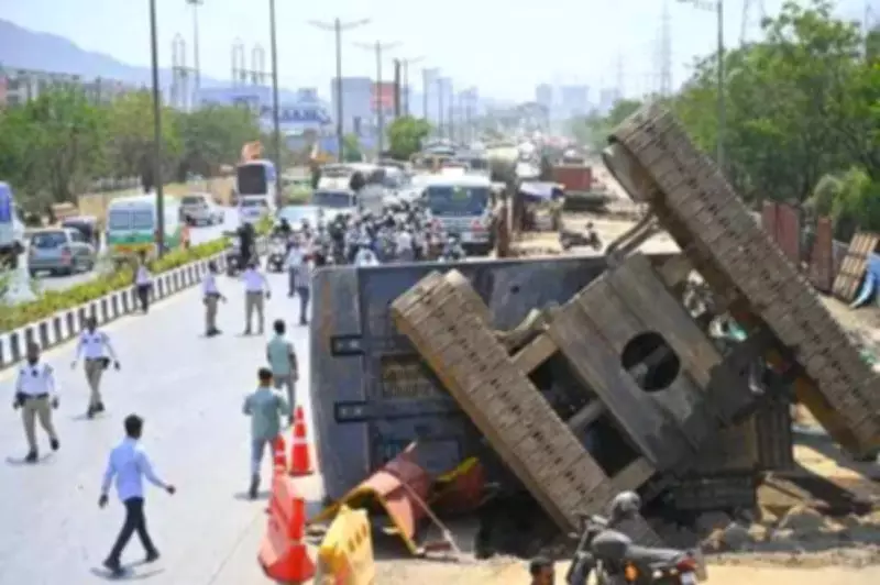 Mumbai Constable Killed as Excavator Crane Topples on Motorcycle at Flyover Site