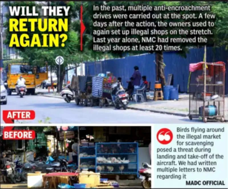 Nagpur Civic Body Removes Illegal Mutton Market Near Airport to Enhance Aviation Safety