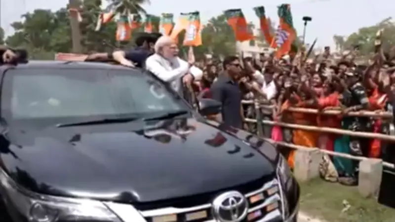 PM Modi Holds Grand Roadshow in Bengal's Barrackpore Ahead of Final Voting Phase