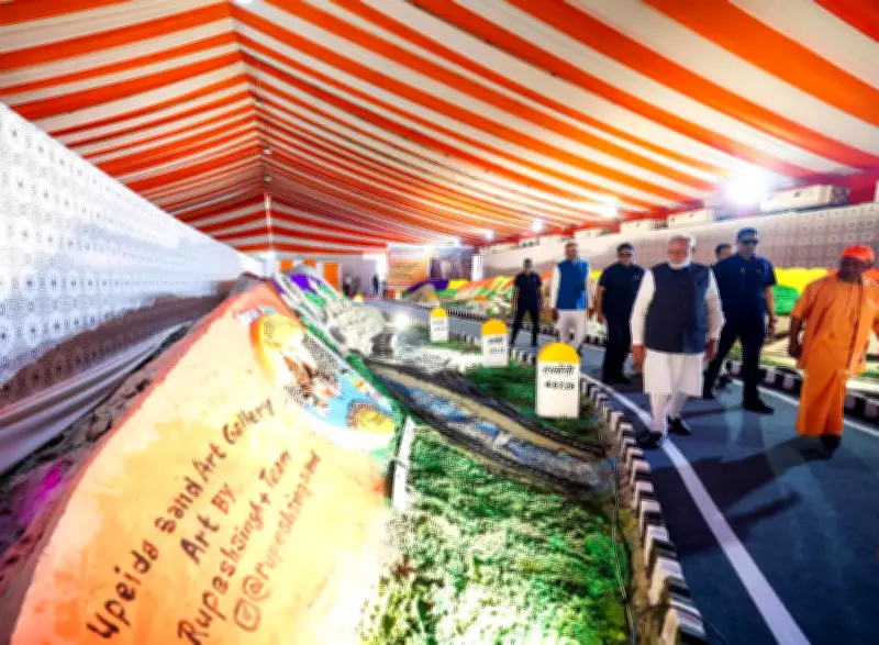 PM Modi Reviews Uttar Pradesh Growth Map at Ganga Expressway Exhibition