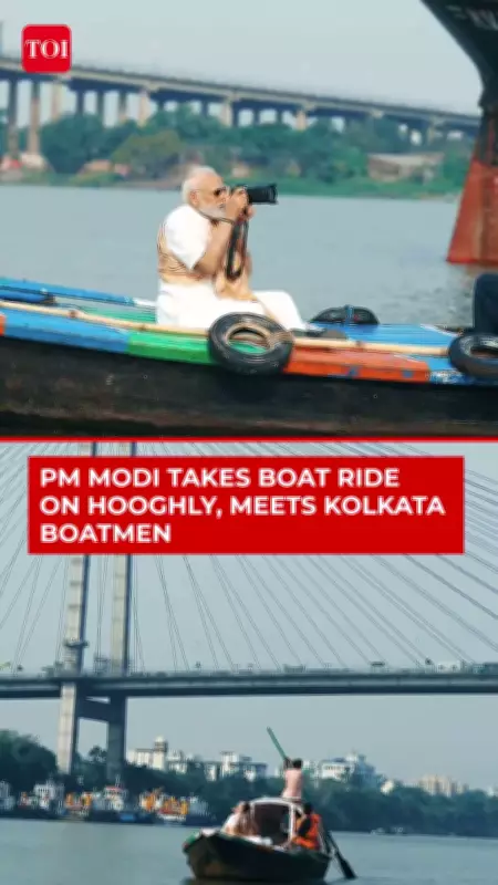 PM Modi Takes Hooghly Boat Ride, Offers Prayers, Meets Kolkata Boatmen