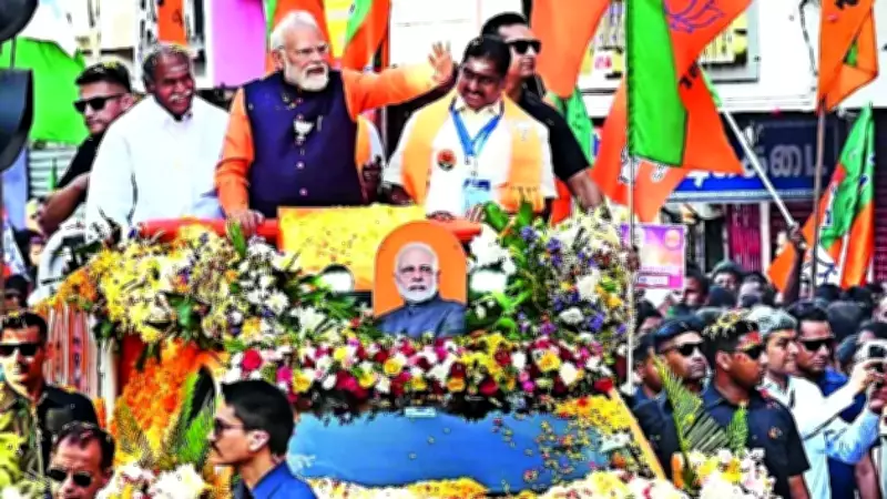 PM Modi's Roadshow Energizes NDA Campaign in Puducherry Ahead of Polls