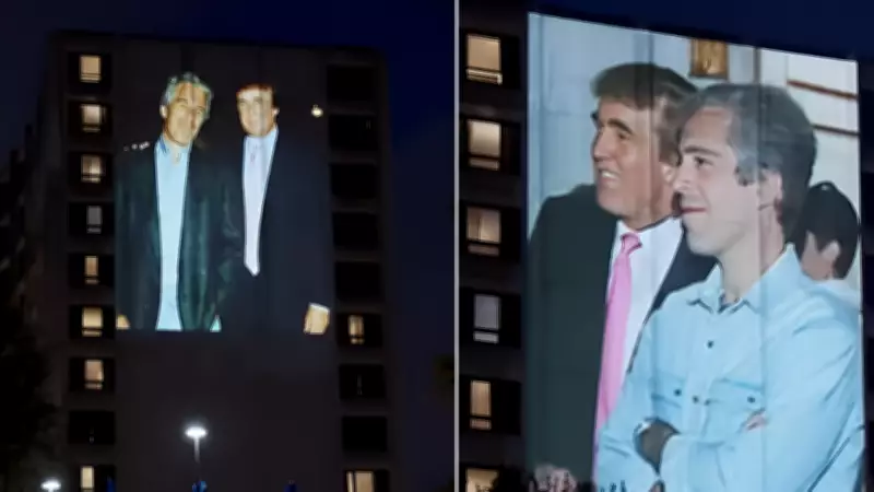 Protesters Project Trump-Epstein Video on Washington Hilton