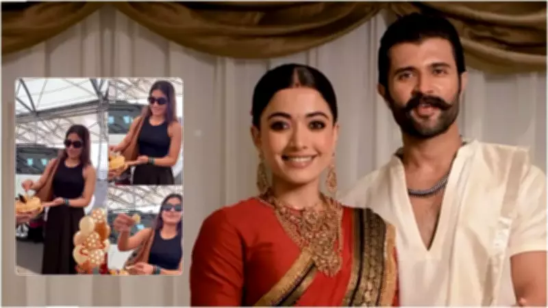 Rashmika Mandanna Celebrates Birthday with Family, Cuts Cake at Hyderabad Airport