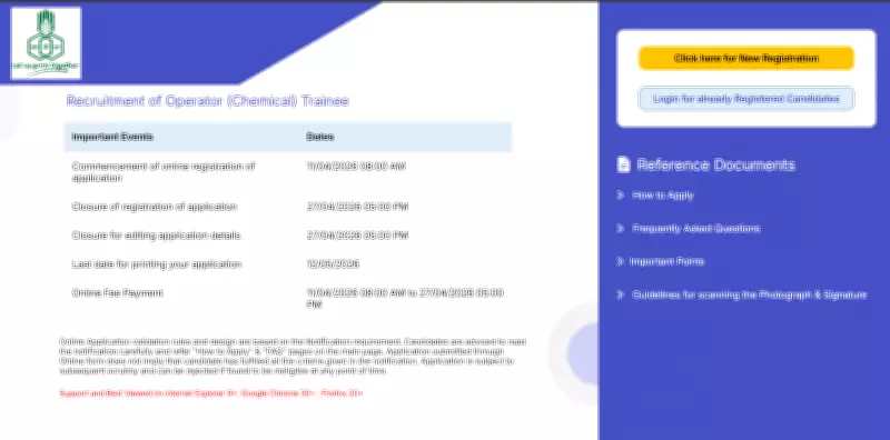 RCFL Recruitment 2026: 188 Chemical Operator Trainee Posts, Apply by April 27