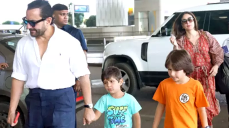 Saif Ali Khan and Kareena Kapoor Khan Spotted at Mumbai Airport with Sons