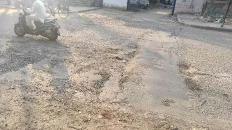 Sector 21 Model Road Upgrade Stalled, Commuters Face Potholes and Dust