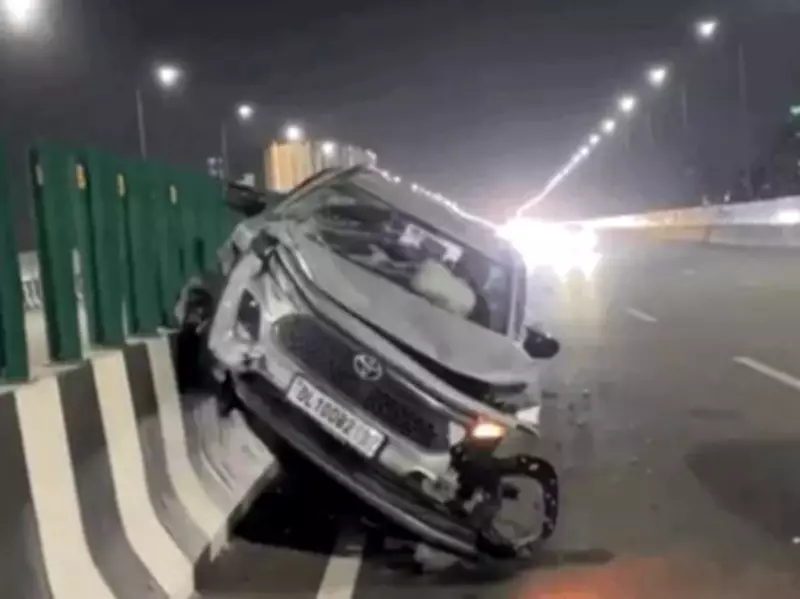Speeding Car Crashes into Divider on Dwarka Expressway, Driver Critically Injured
