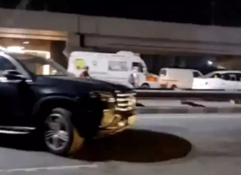 Speeding Mercedes and BMW Collide with Motorcycle in Faridabad, Two Injured