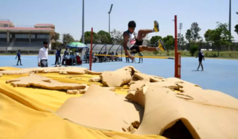 Torn High Jump Mats at KV Sports Meet in Chandigarh Endanger Young Athletes