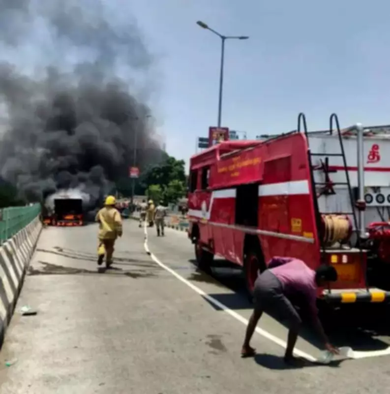 Trichy Waste Truck Catches Fire, Completely Charred Near Srirangam Bridge