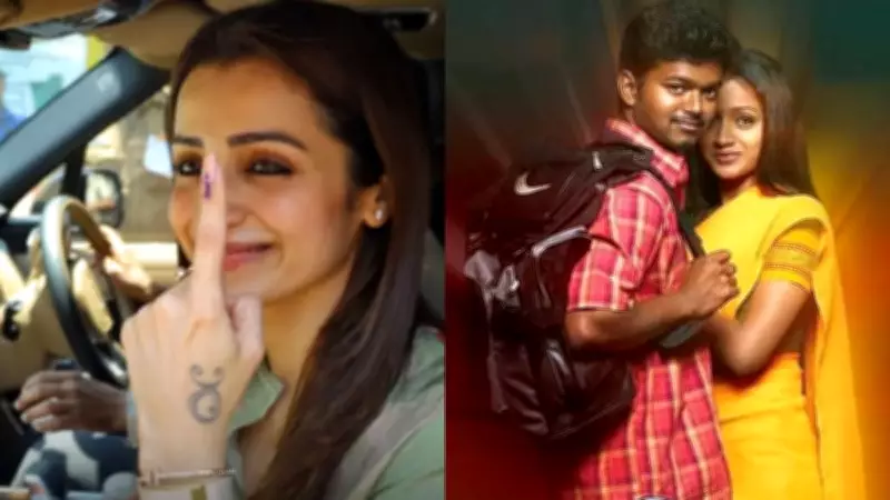 Trisha Krishnan Shows Inked Finger After Voting in Tamil Nadu Elections