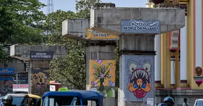 Bengaluru NGO Protests Flyover Delays with Artistic Banners on Pillars