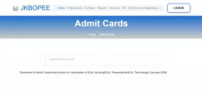 JKBOPEE CET 2026 Admit Card Released for BSc Nursing and Allied Courses
