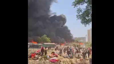 Massive Fire Engulfs Indirapuram, Ghaziabad: Nearly 200 Huts Destroyed, Rescue Operations Continue