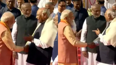 PM Modi and Kharge Share Rare Moment of Laughter at Ambedkar Tribute Event
