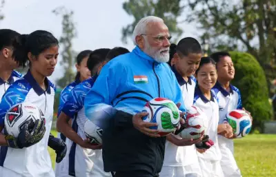 PM Modi Plays Football with Young Friends in Sikkim After Bengal Poll Campaign