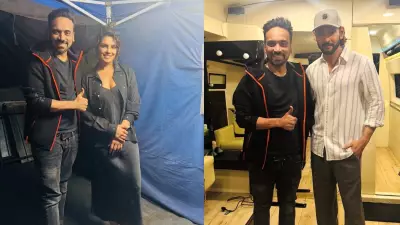 Priyanka Chopra, Mahesh Babu and Bosco Martis Pose on Varanasi Set