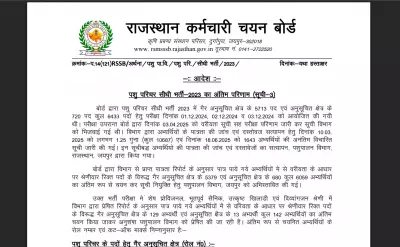 RSSC Releases Third Merit List for Rajasthan Pashu Parichar 2026