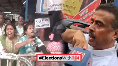 Tension at Kolkata Poll Booth as Adhikari Faces Crowd, Security Intervenes