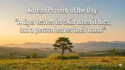 Korean Proverb: A Tiger Leaves Its Skin, But a Person Leaves Their Name
